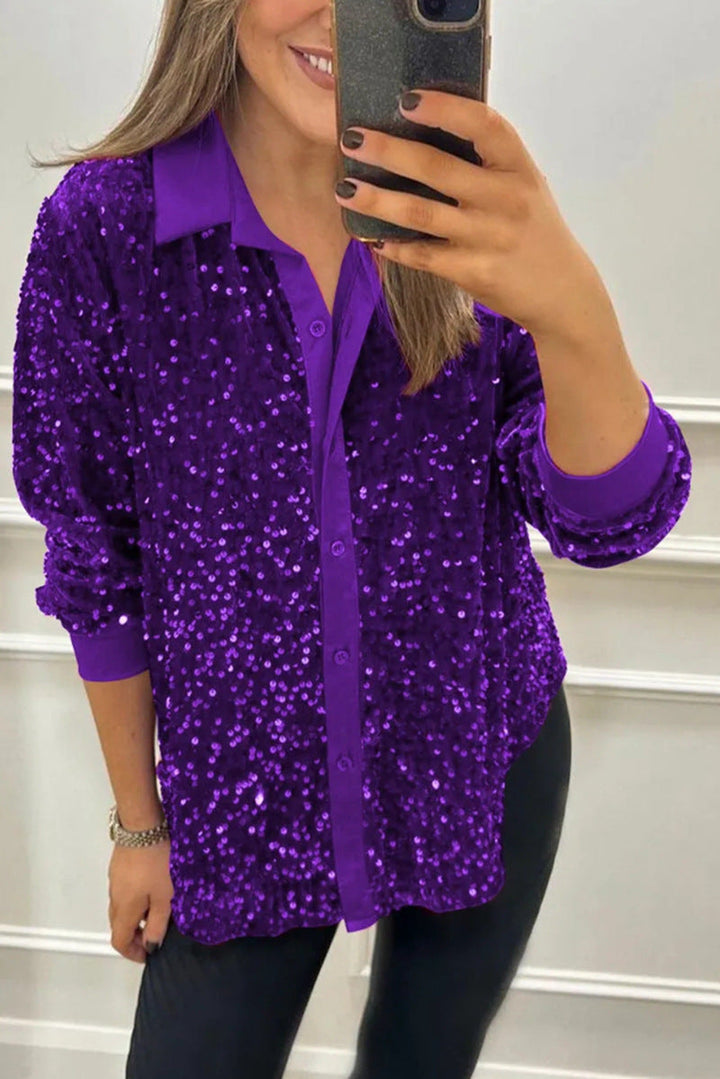 Claudine | Elegant Shimmer Collared Shirt