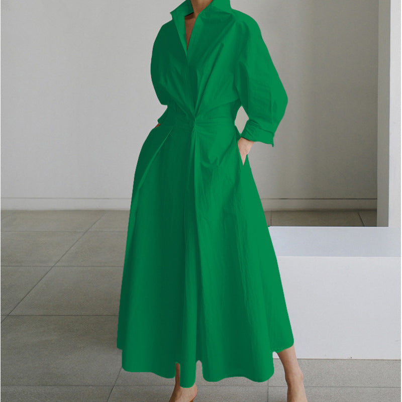 Aloria | Elegant Front Wrap Collared Maxi Dress