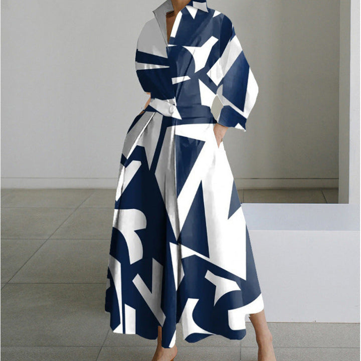 Aloria | Elegant Front Wrap Collared Maxi Dress