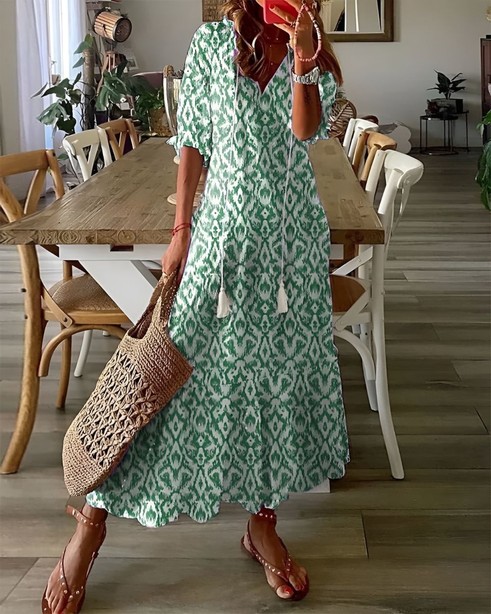 Fleur | Bohemian Tasseled Maxi Dress