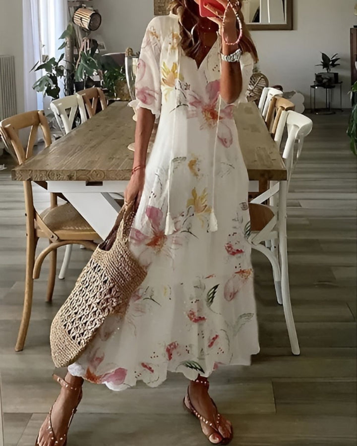 Fleur | Bohemian Tasseled Maxi Dress