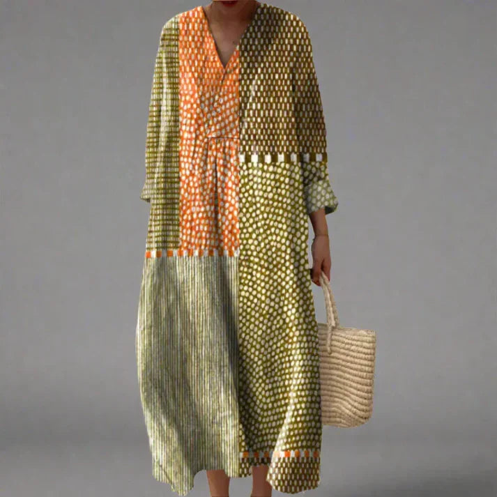 Amillia | Stylish Geometric V-Neck Dress