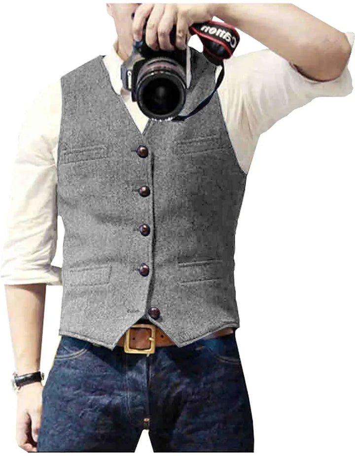 Matthew | Classic Herringbone Tweed Waistcoat