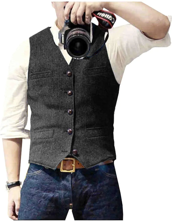 Matthew | Classic Herringbone Tweed Waistcoat