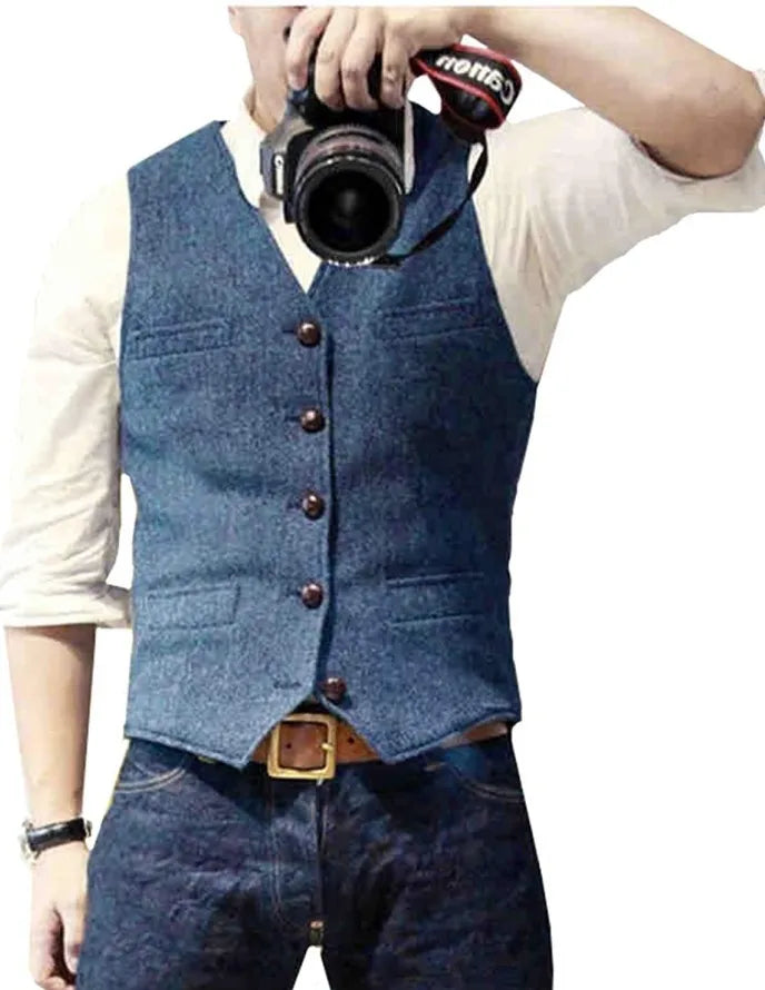 Matthew | Classic Herringbone Tweed Waistcoat