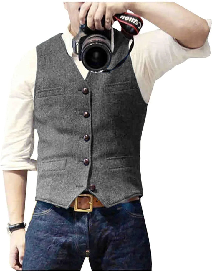 Matthew | Classic Herringbone Tweed Waistcoat