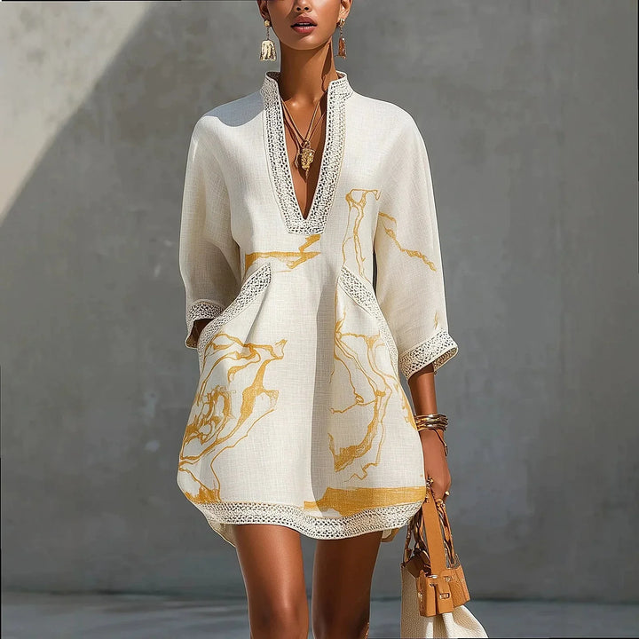 Camille | Artful V-Neck Mini Dress