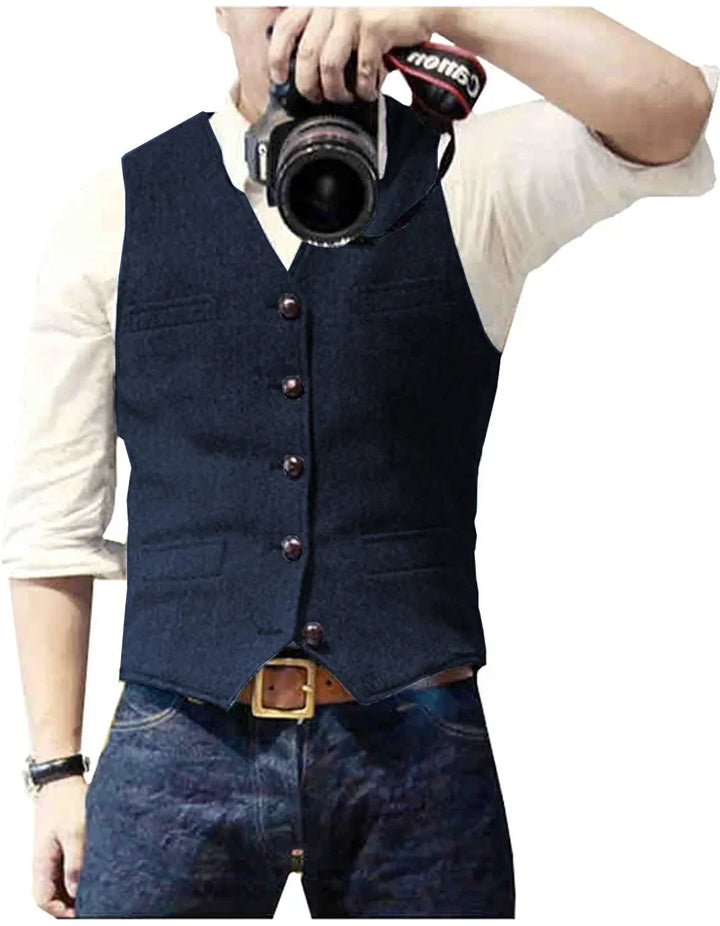Matthew | Classic Herringbone Tweed Waistcoat