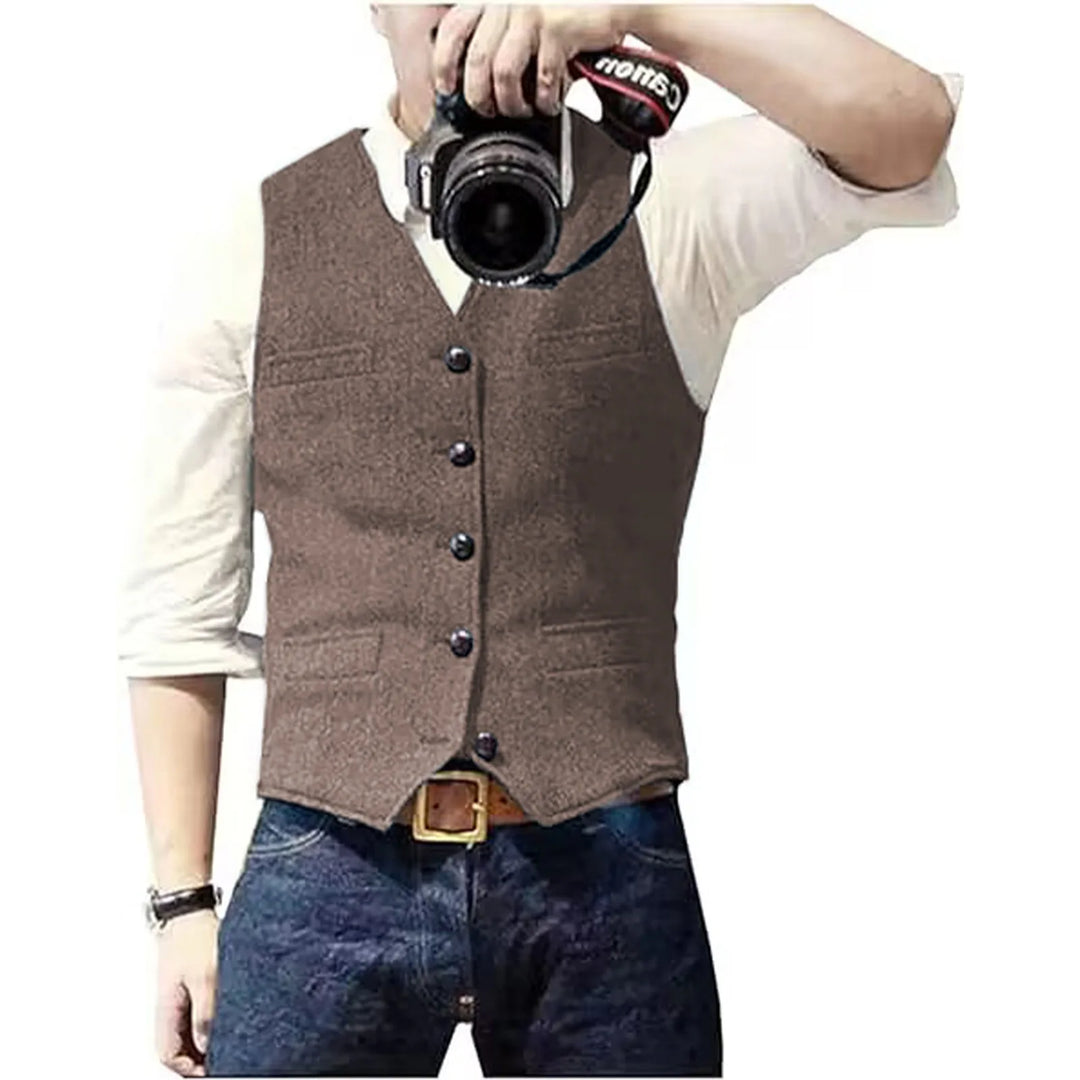 Matthew | Classic Herringbone Tweed Waistcoat