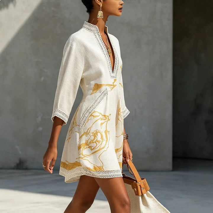 Camille | Artful V-Neck Mini Dress