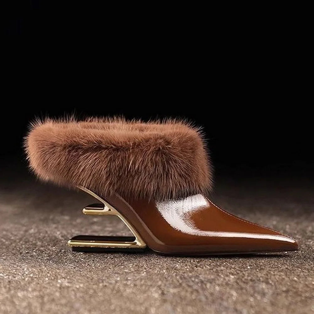 Jovie | Elegant Furry Pointed Heels