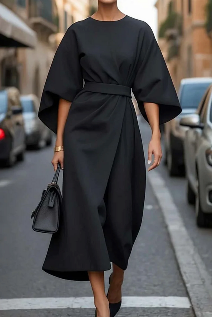 Isabelle | Elegant Draped Midi Dress