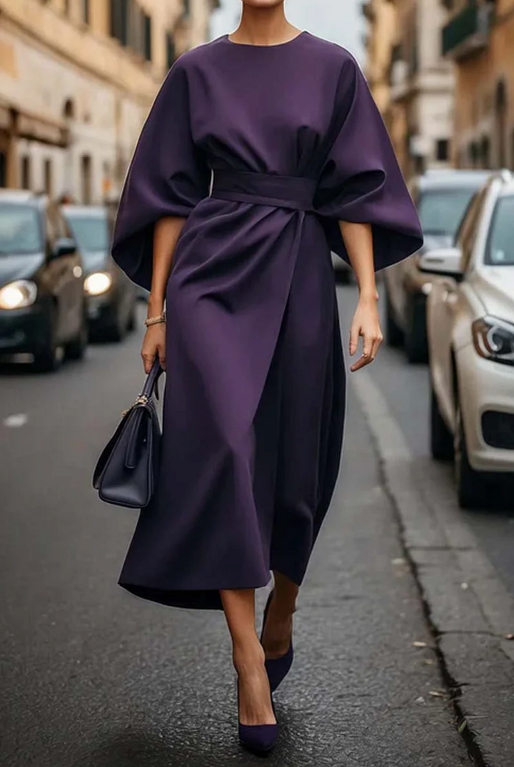 Isabelle | Elegant Draped Midi Dress
