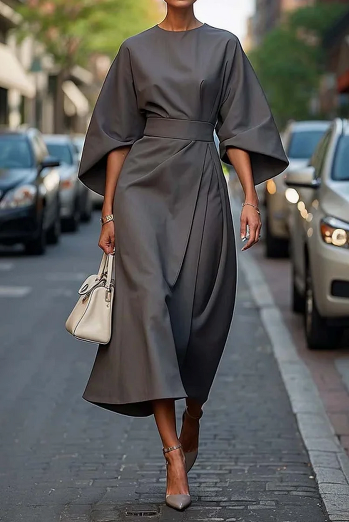 Isabelle | Elegant Draped Midi Dress