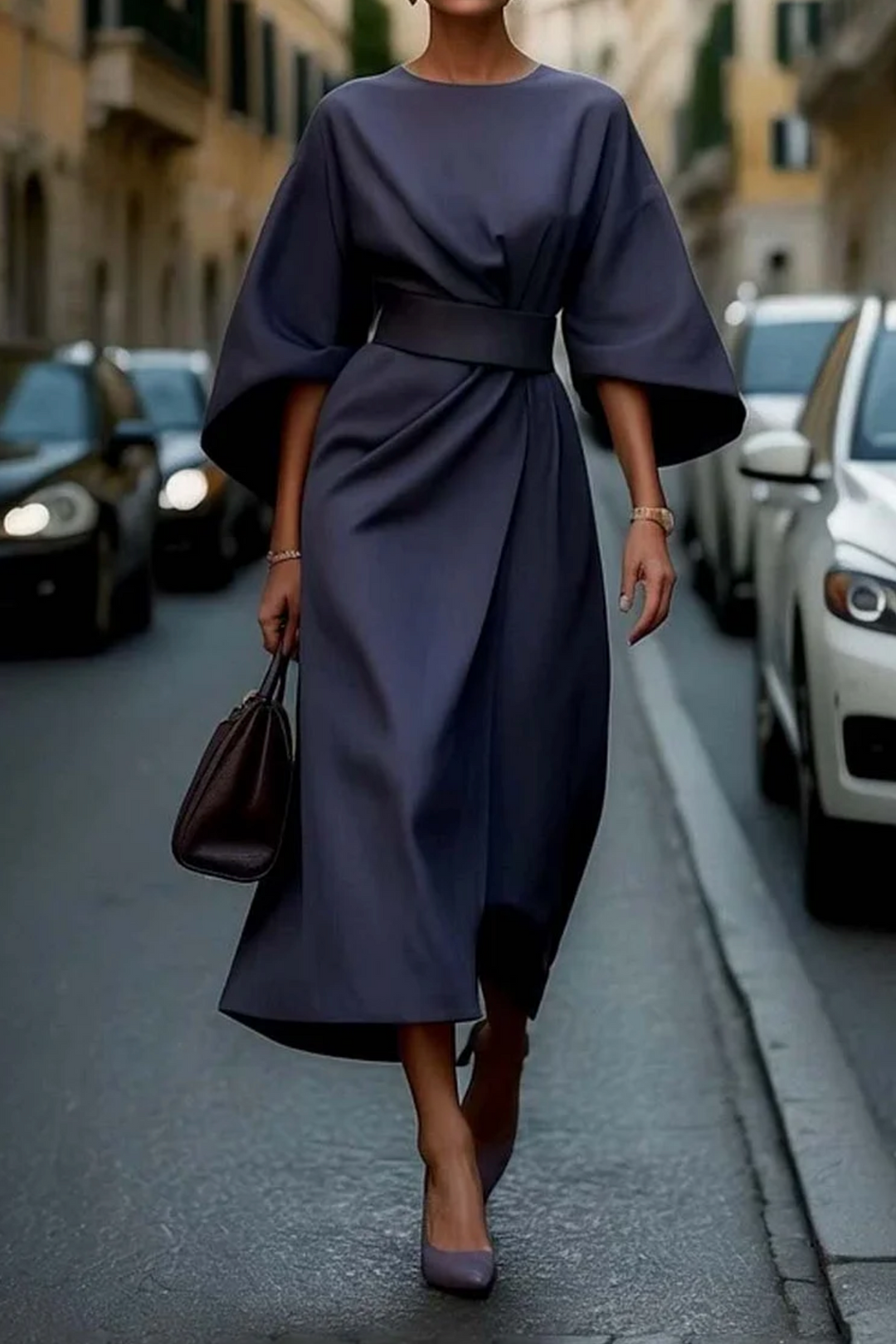 Isabelle | Elegant Draped Midi Dress