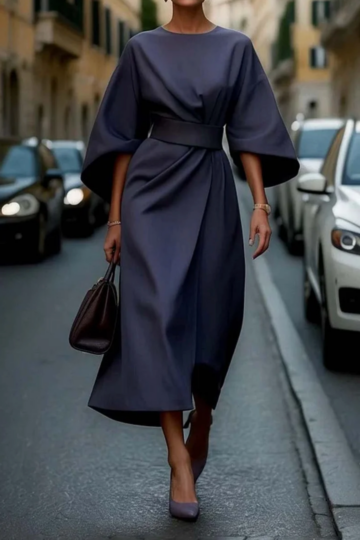 Isabelle | Elegant Draped Midi Dress