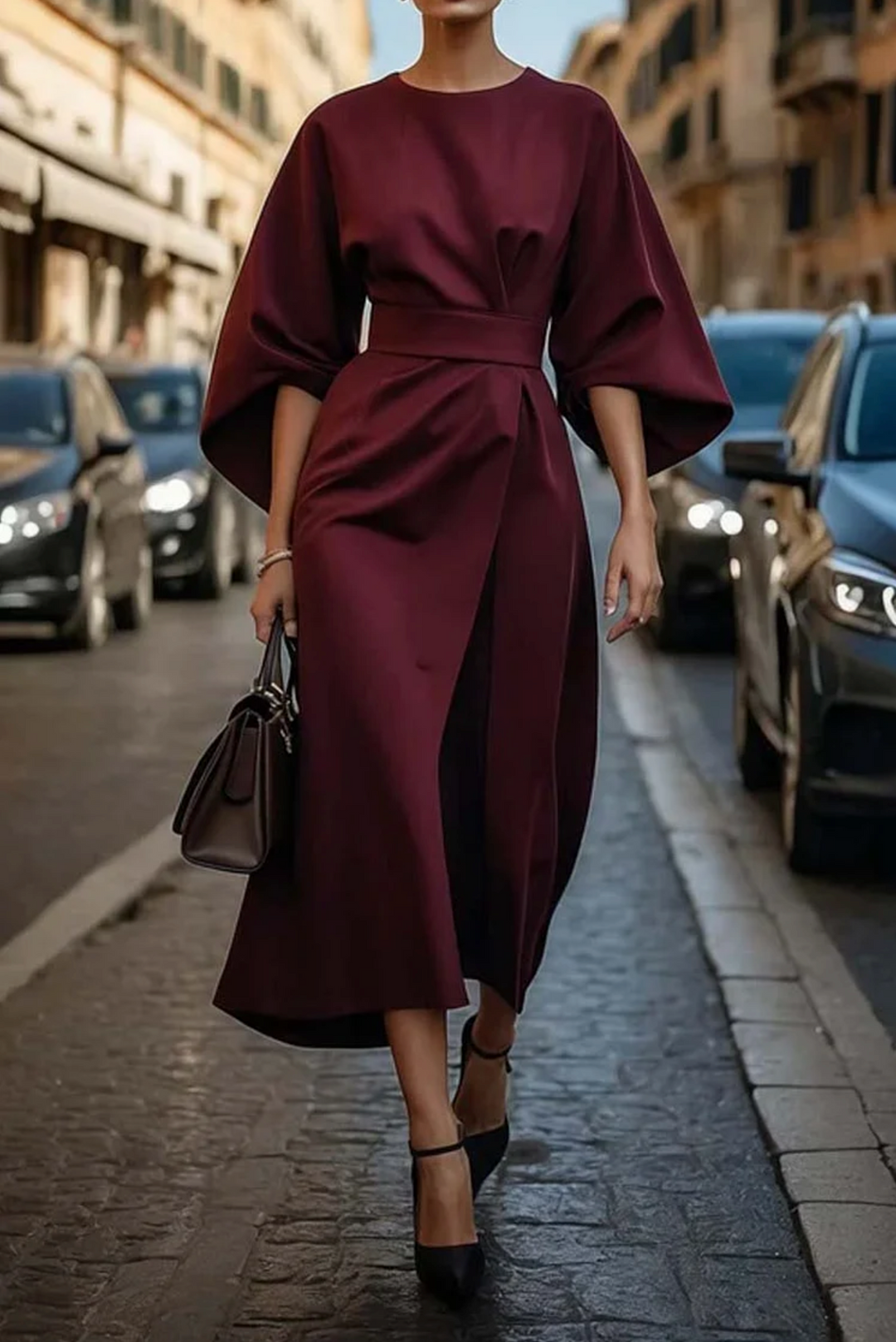 Isabelle | Elegant Draped Midi Dress