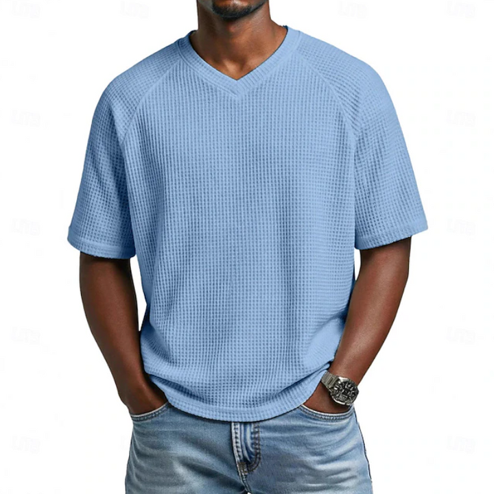 Xavian | Classic V-neck Short Sleeve Waffle Shirt