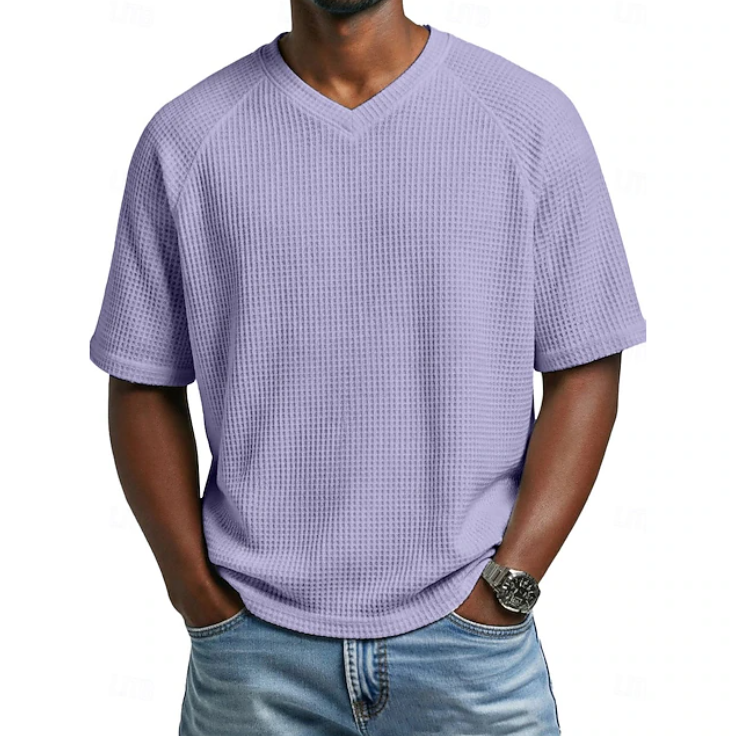 Xavian | Classic V-neck Short Sleeve Waffle Shirt