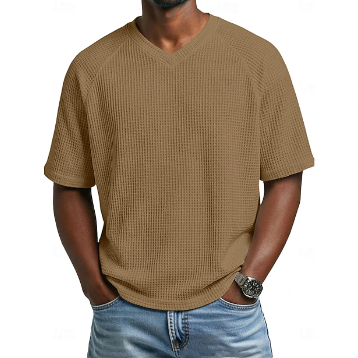 Xavian | Classic V-neck Short Sleeve Waffle Shirt