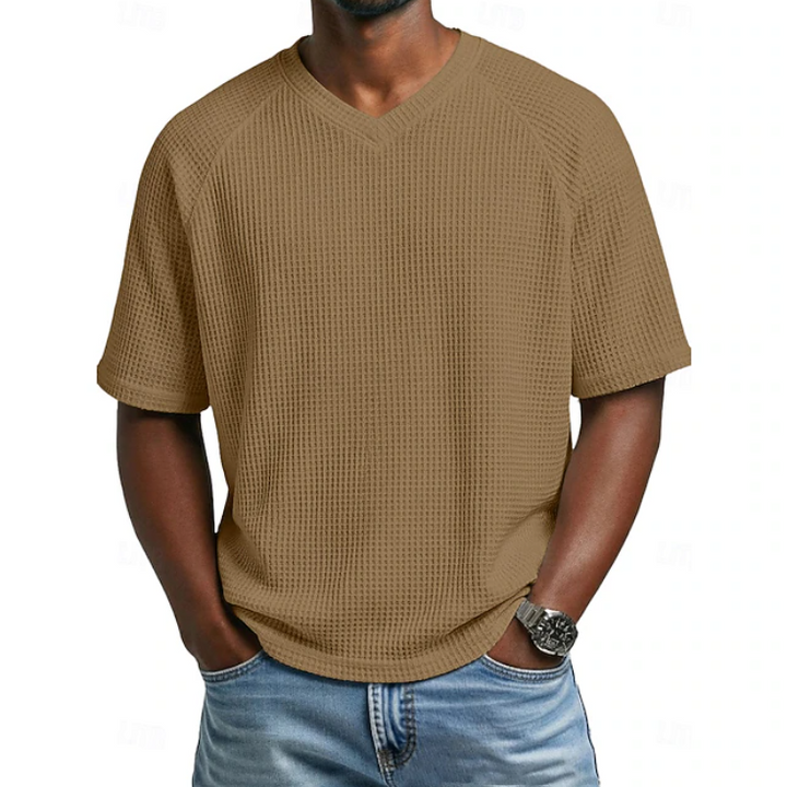Xavian | Classic V-neck Short Sleeve Waffle Shirt