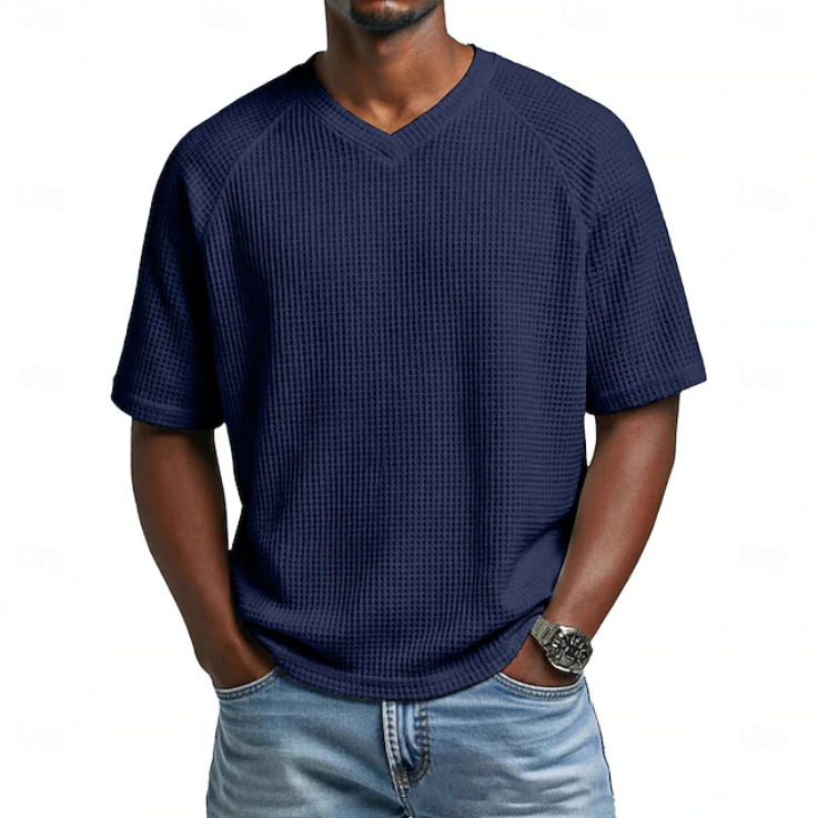 Xavian | Classic V-neck Short Sleeve Waffle Shirt