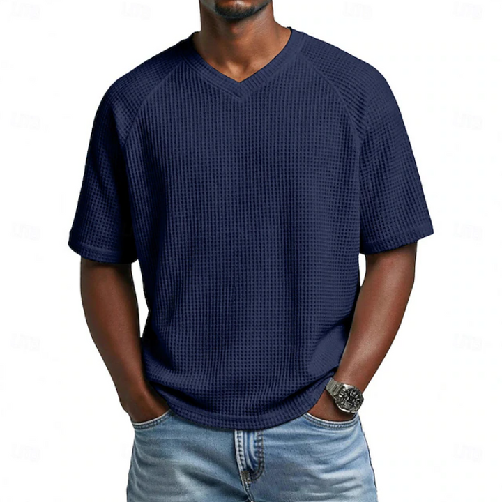 Xavian | Classic V-neck Short Sleeve Waffle Shirt