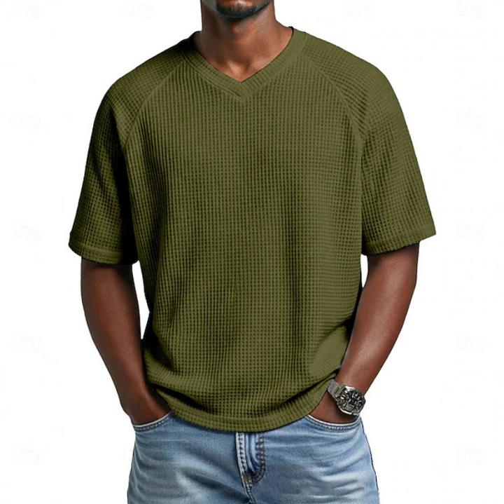Xavian | Classic V-neck Short Sleeve Waffle Shirt