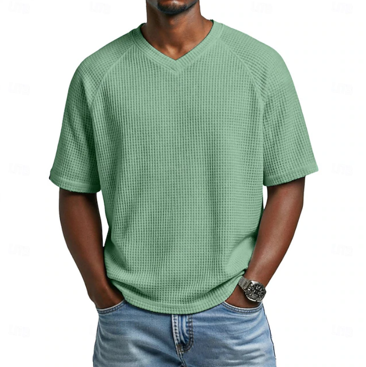 Xavian | Classic V-neck Short Sleeve Waffle Shirt