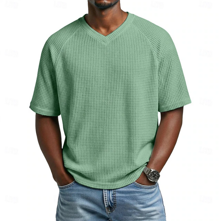 Xavian | Classic V-neck Short Sleeve Waffle Shirt