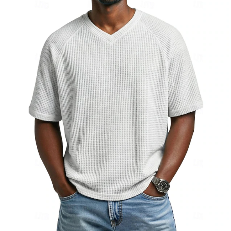 Xavian | Classic V-neck Short Sleeve Waffle Shirt