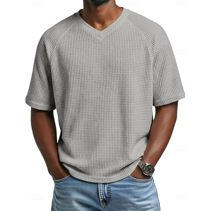 Xavian | Classic V-neck Short Sleeve Waffle Shirt