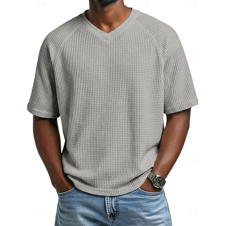 Xavian | Classic V-neck Short Sleeve Waffle Shirt
