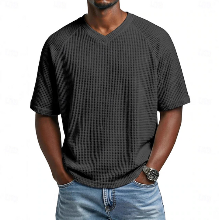 Xavian | Classic V-neck Short Sleeve Waffle Shirt