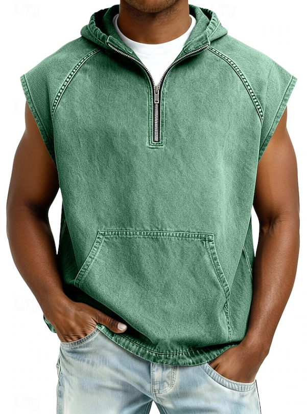 Draven | Stylish Sleeveless Hooded Zip Shirt