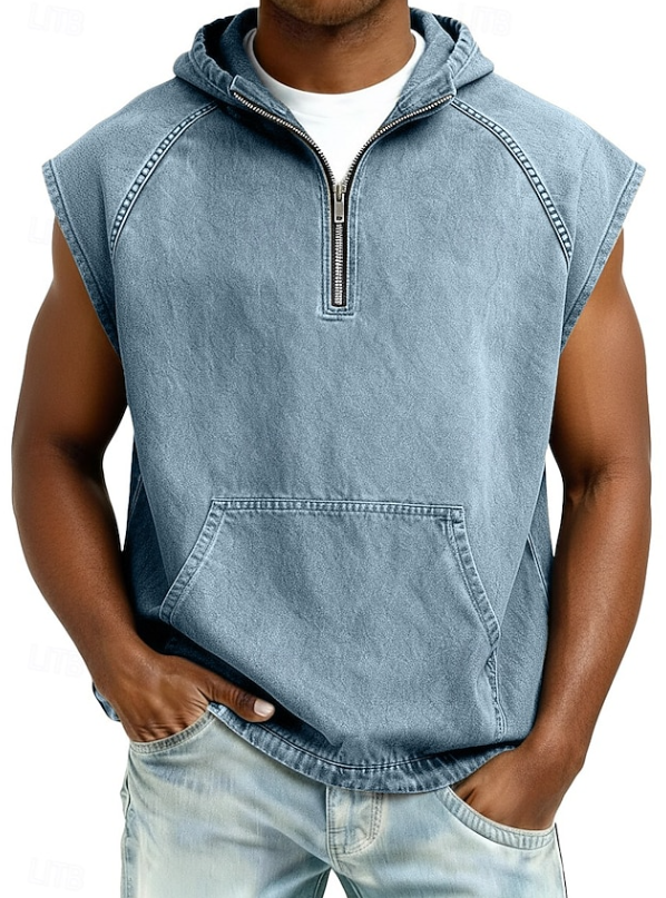 Draven | Stylish Sleeveless Hooded Zip Shirt