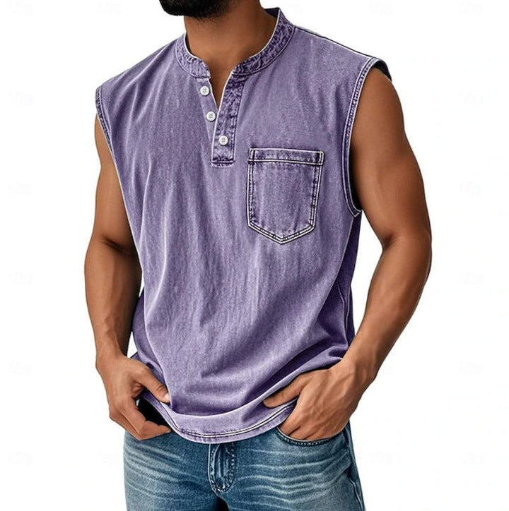 Ethan | Vintage Sleeveless Henley Top