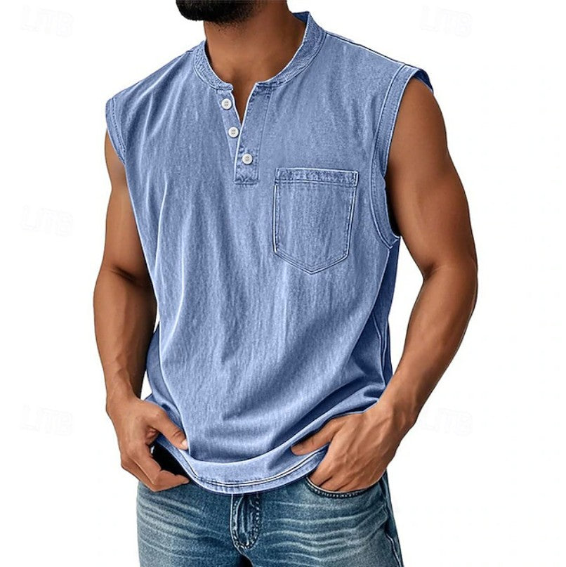 Ethan | Vintage Sleeveless Henley Top