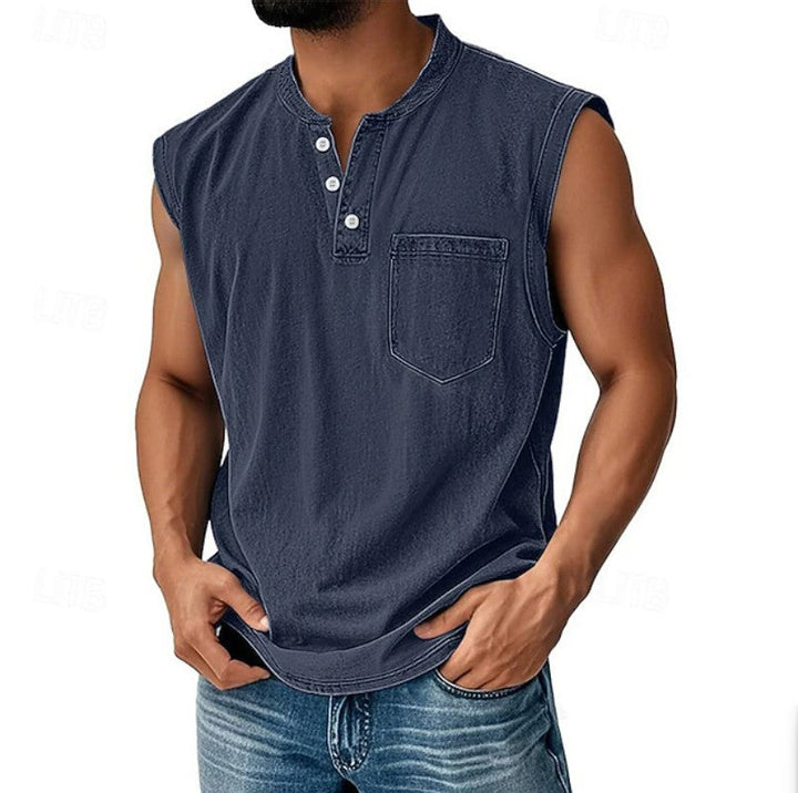 Ethan | Vintage Sleeveless Henley Top