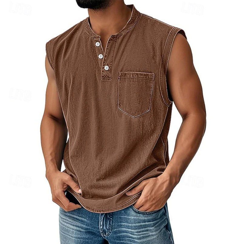Ethan | Vintage Sleeveless Henley Top
