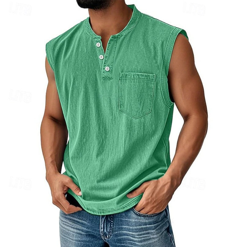 Ethan | Vintage Sleeveless Henley Top