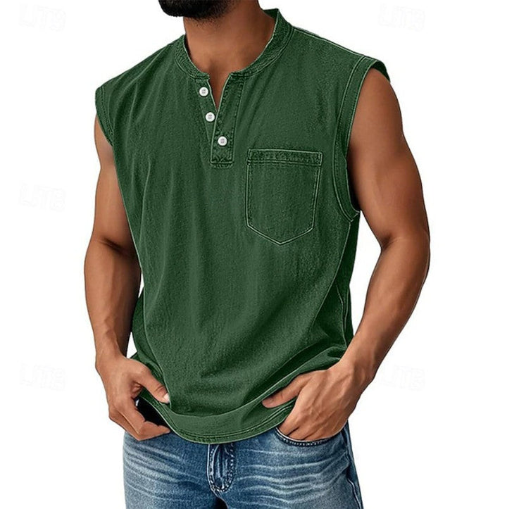 Ethan | Vintage Sleeveless Henley Top
