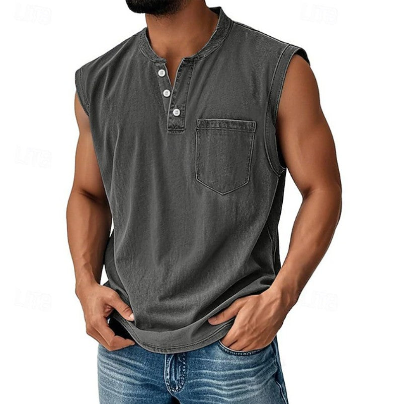 Ethan | Vintage Sleeveless Henley Top