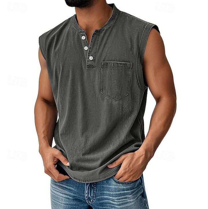 Ethan | Vintage Sleeveless Henley Top