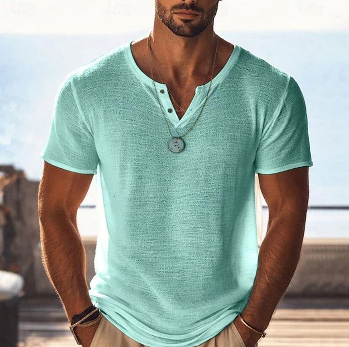 Lucas | Casual V-Neck Henley T-Shirt