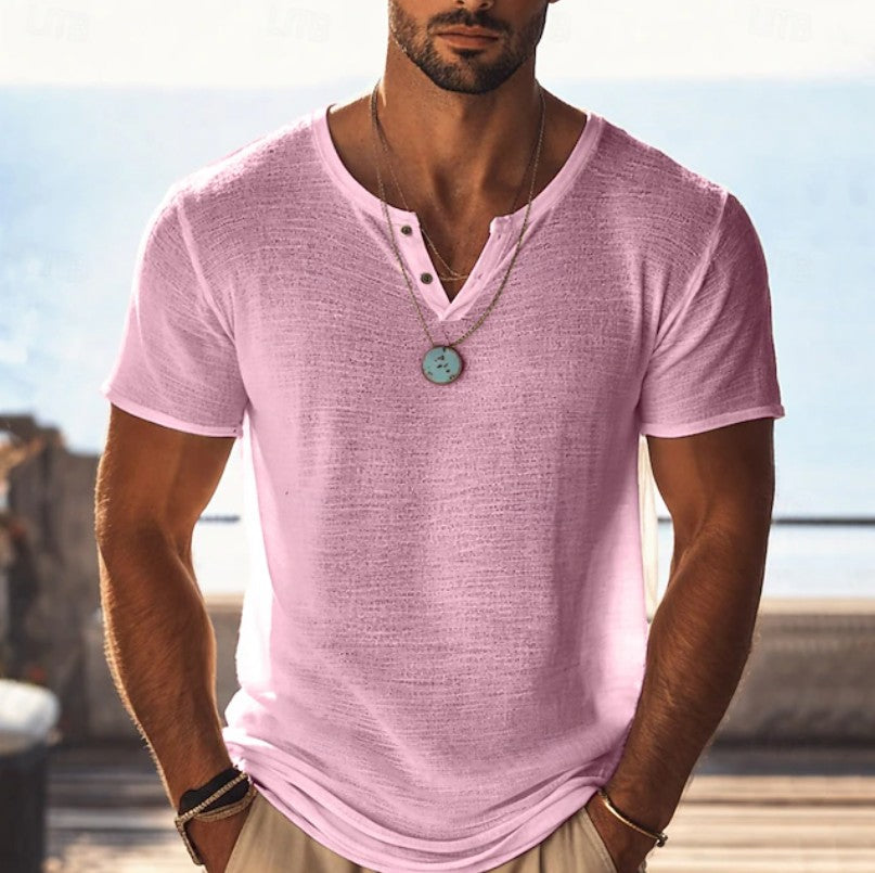 Lucas | Casual V-Neck Henley T-Shirt