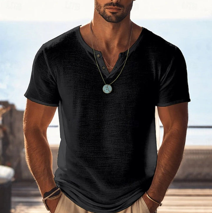 Lucas | Casual V-Neck Henley T-Shirt