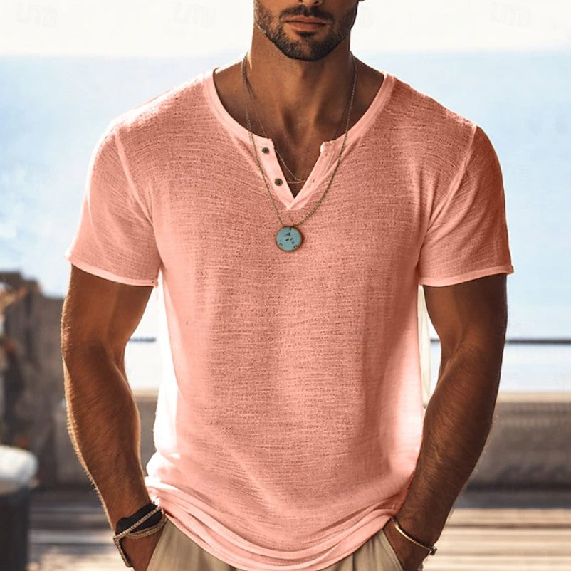 Lucas | Casual V-Neck Henley T-Shirt