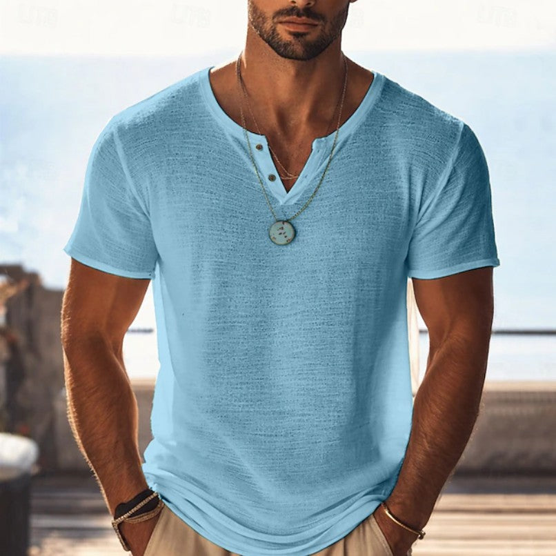 Lucas | Casual V-Neck Henley T-Shirt