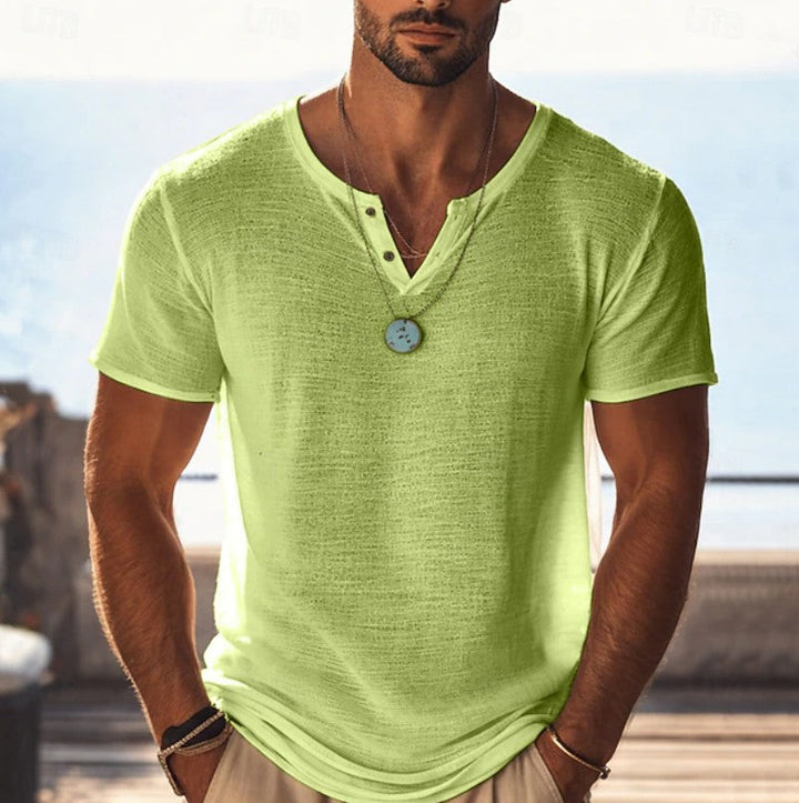 Lucas | Casual V-Neck Henley T-Shirt